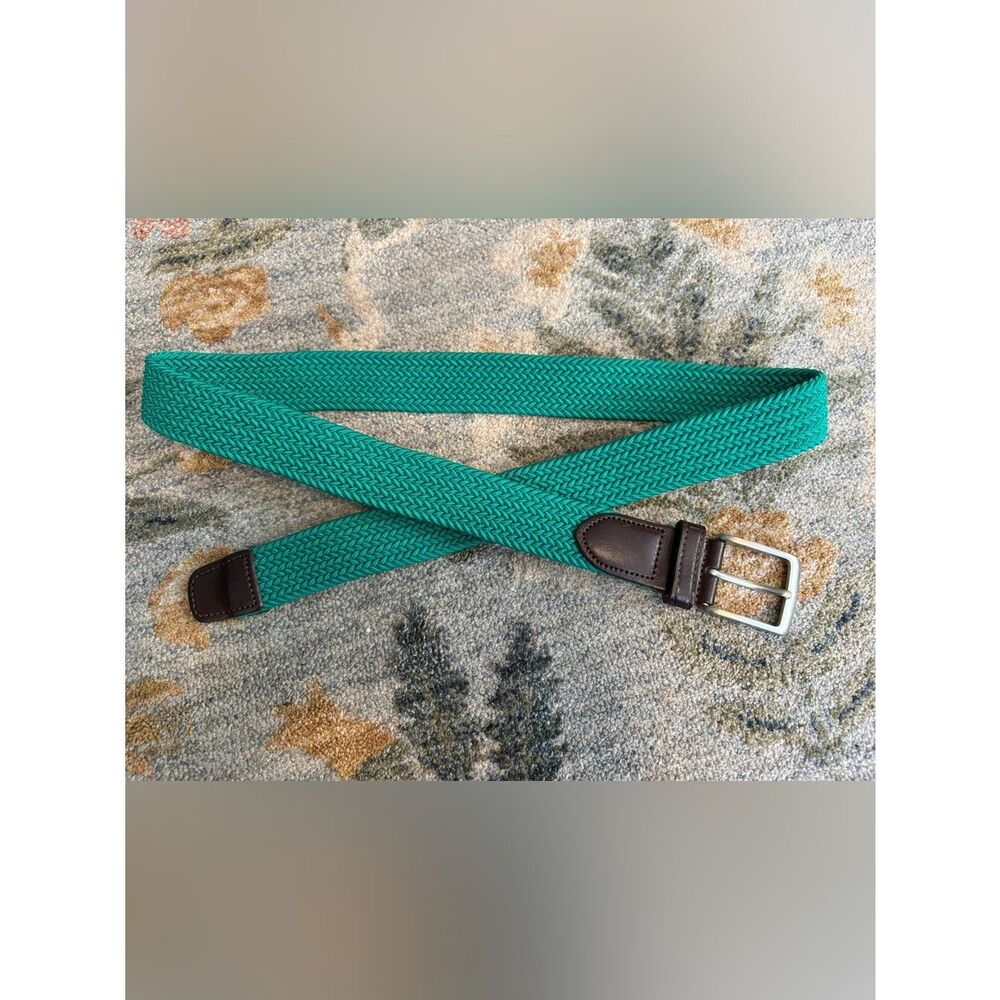 J. Crew Braided Belt in Green with Leather Detail Size Large - Picture 1 of 7